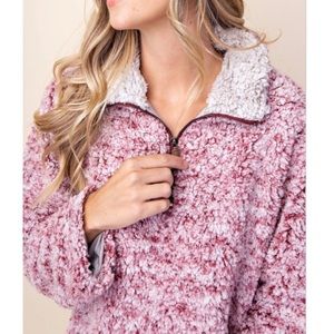 Wine Zip Up Anorak Sweater Top Half Zip